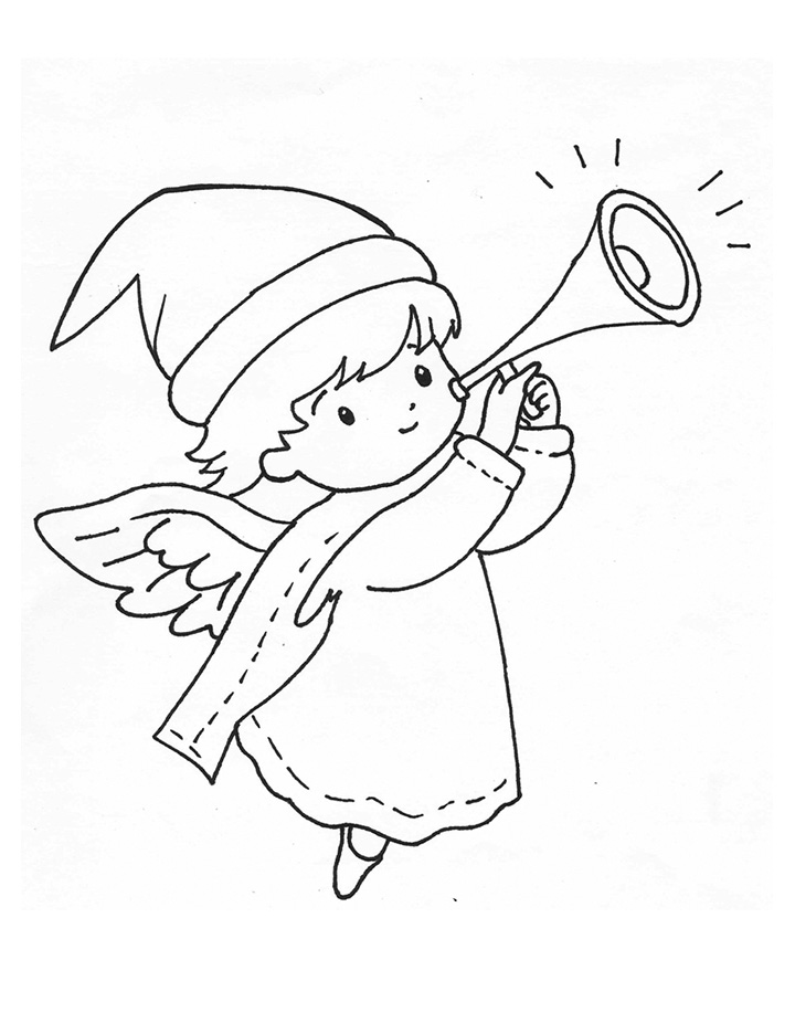 Angel with a trumpet coloring page