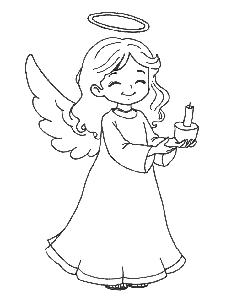 Angel with candle coloring page