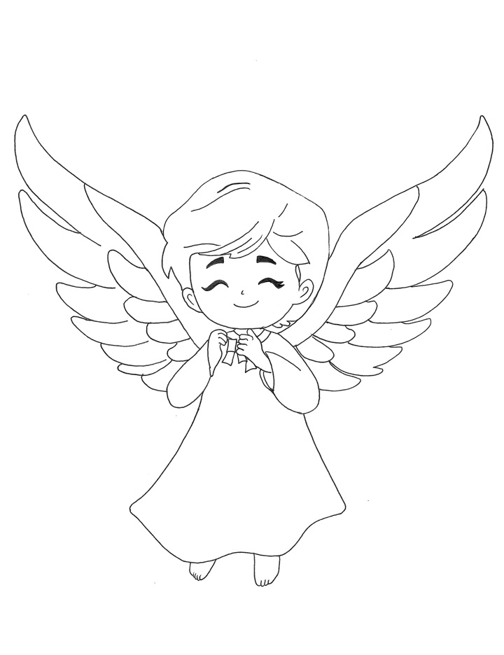 Angel with golden wings coloring page