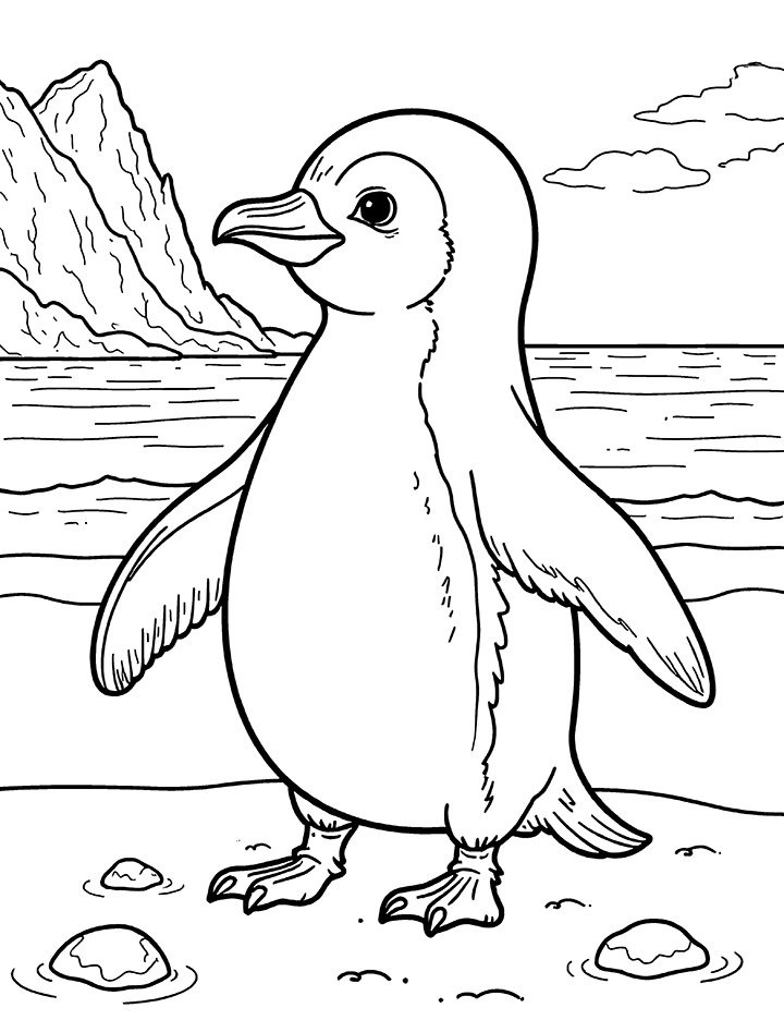 Antarctic penguin coloring page