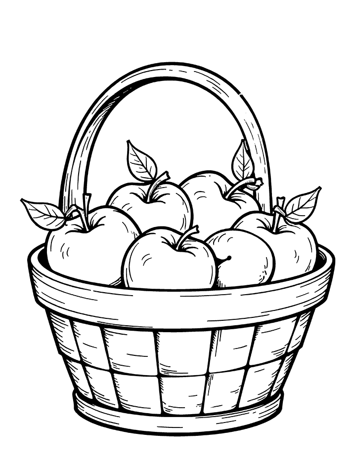 Apple basket coloring page