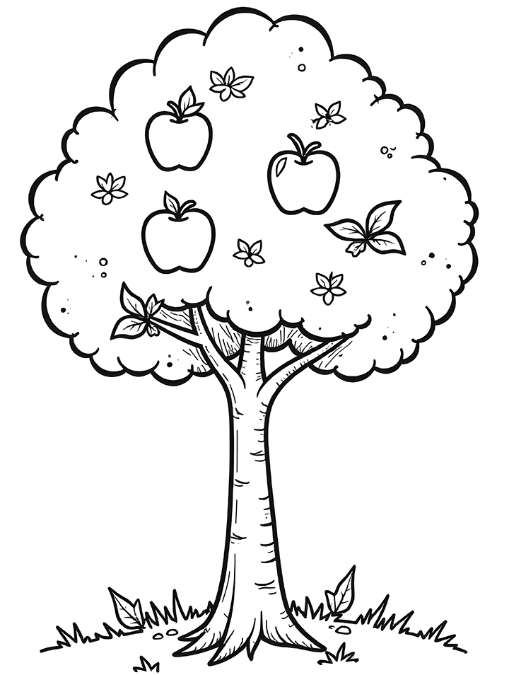 Apple tree coloring page