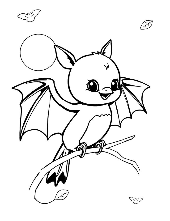 Baby bat bird coloring page