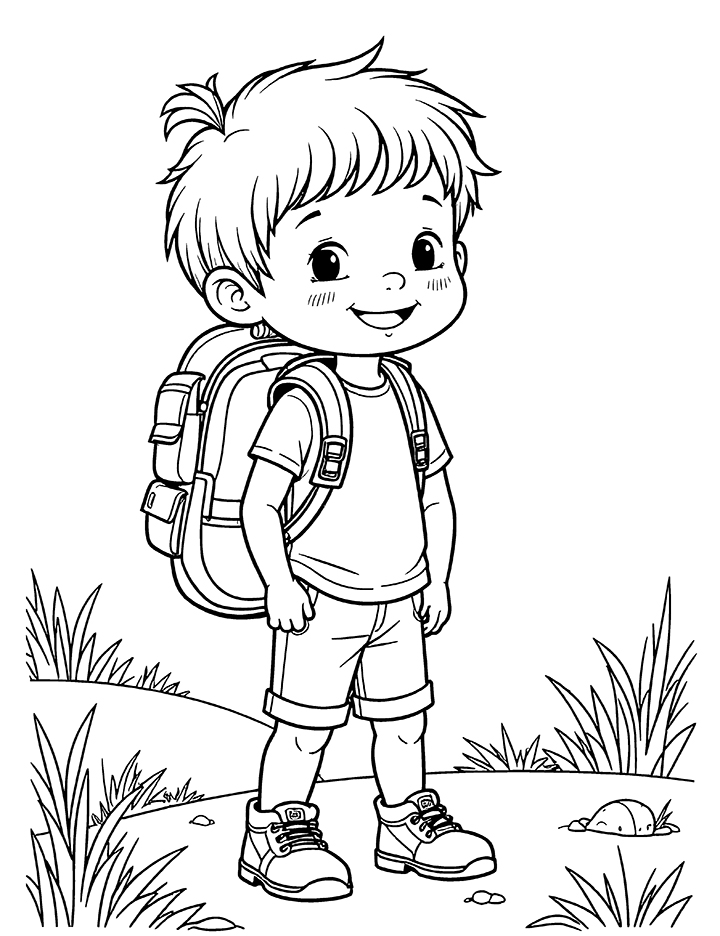 Backpacking coloring page 1