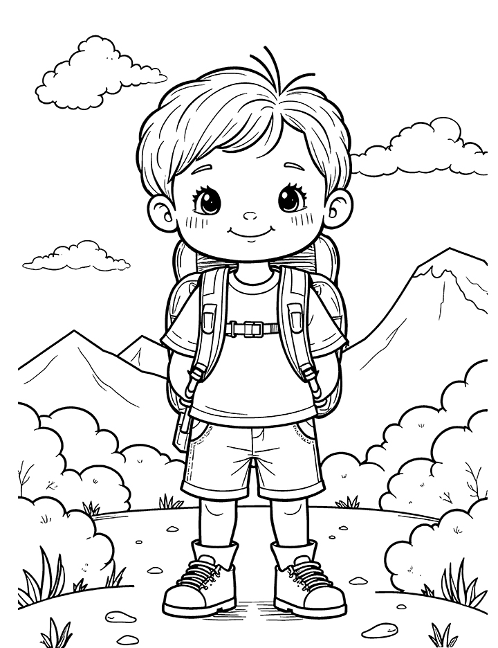 Backpacking coloring page 2