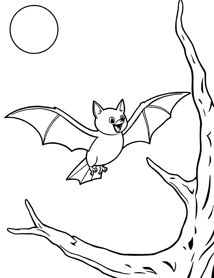 Bat flying coloring page