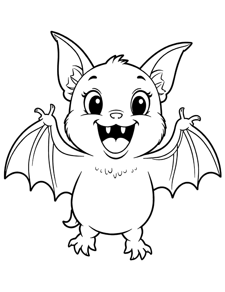 Bat with vampire teeth coloring page