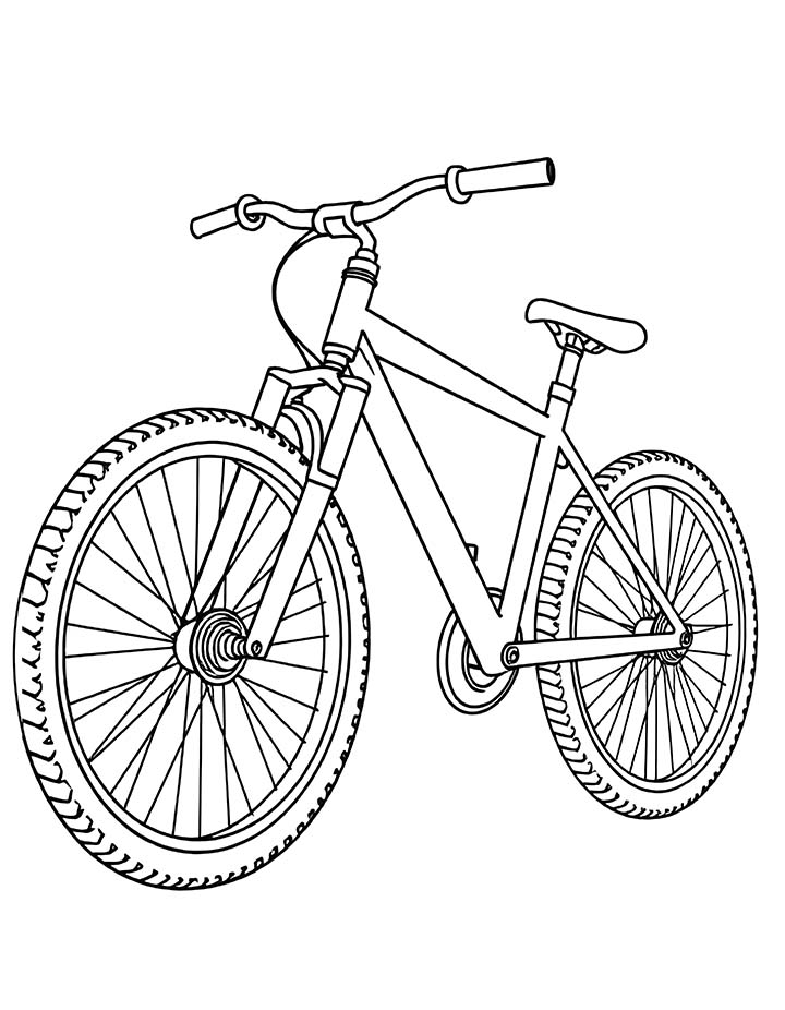 Bicycle with colorful wheels coloring page