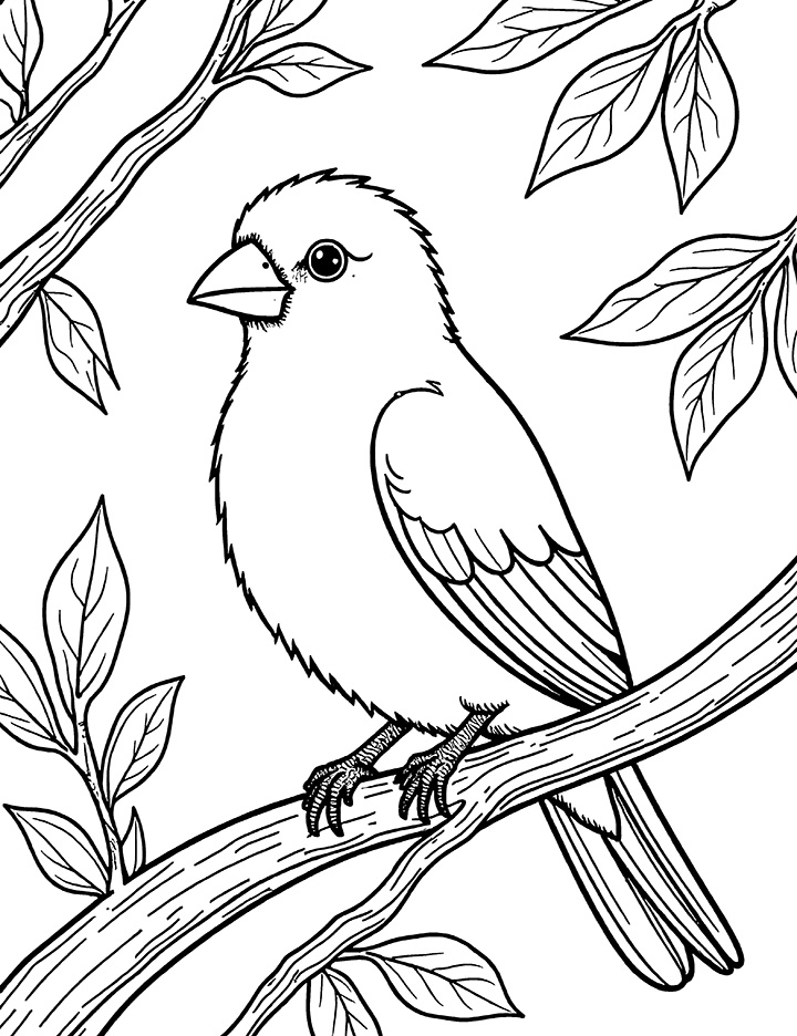 Canary in a tree coloring page