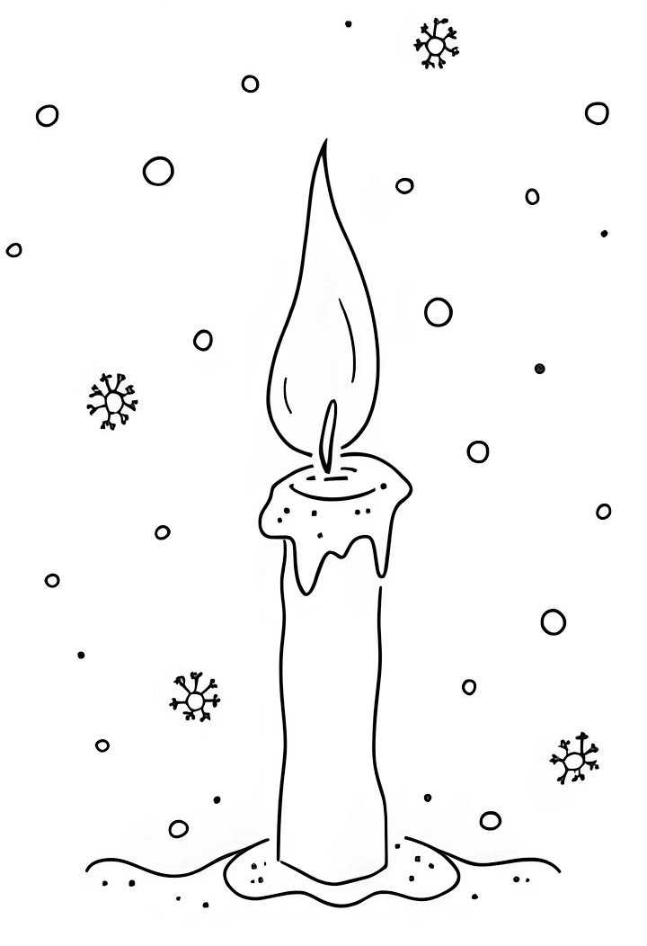 Candle with snowflakes coloring page