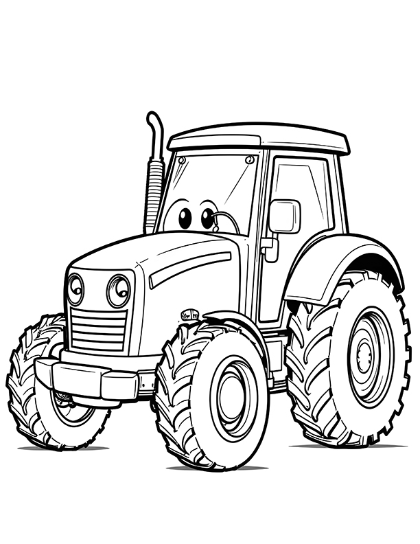 Cartoon tractor coloring page