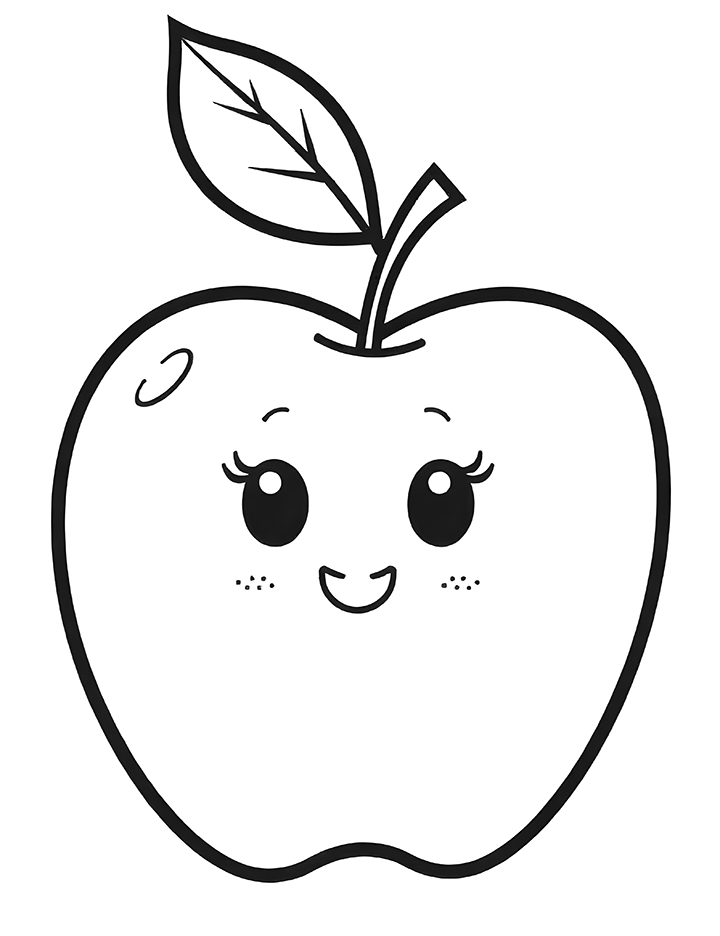 Cartoon apple coloring page