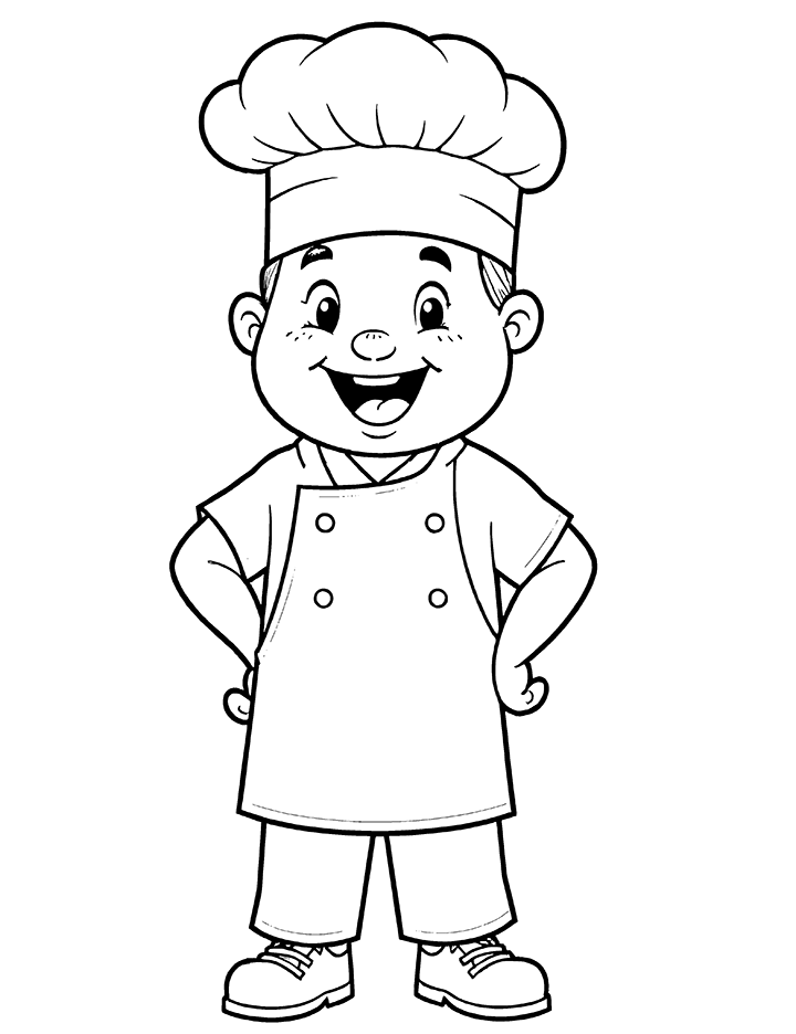 Chef in white uniform coloring page