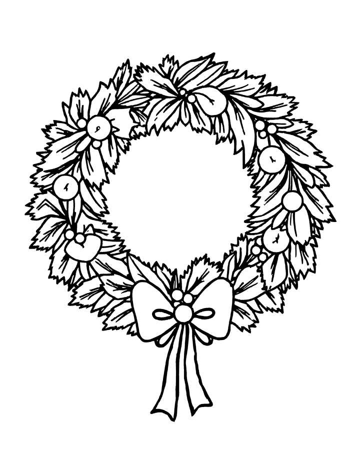 Christmas wreath coloring page