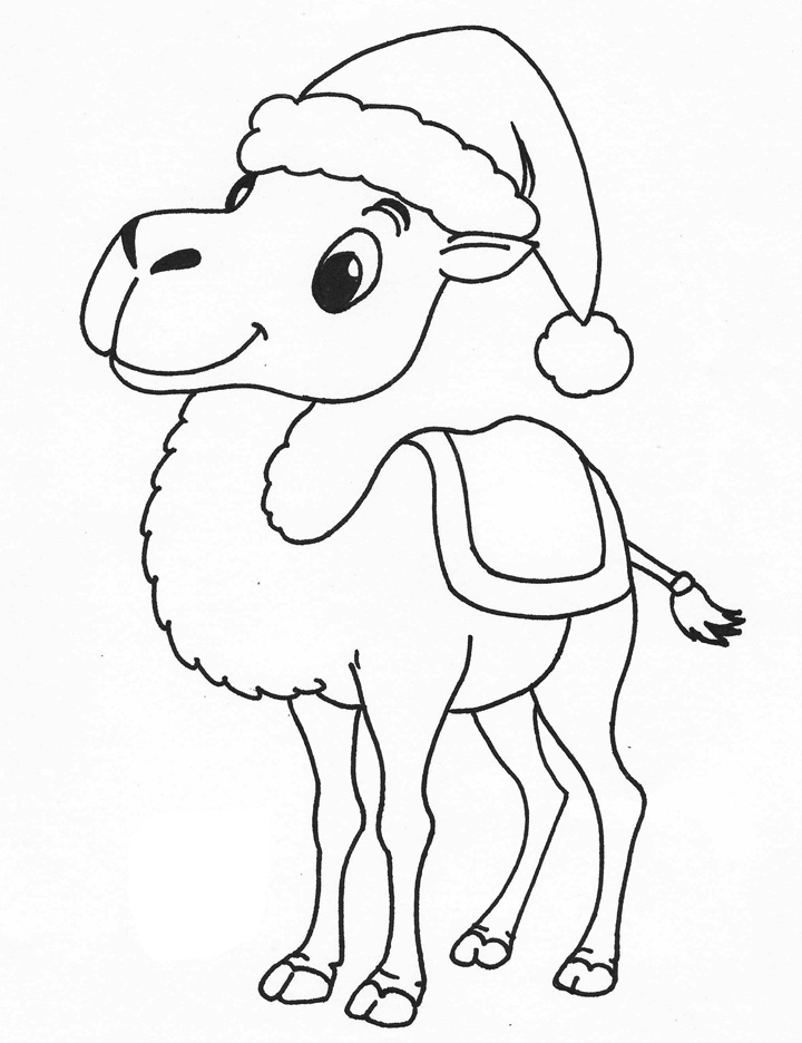 Christmas camel coloring page