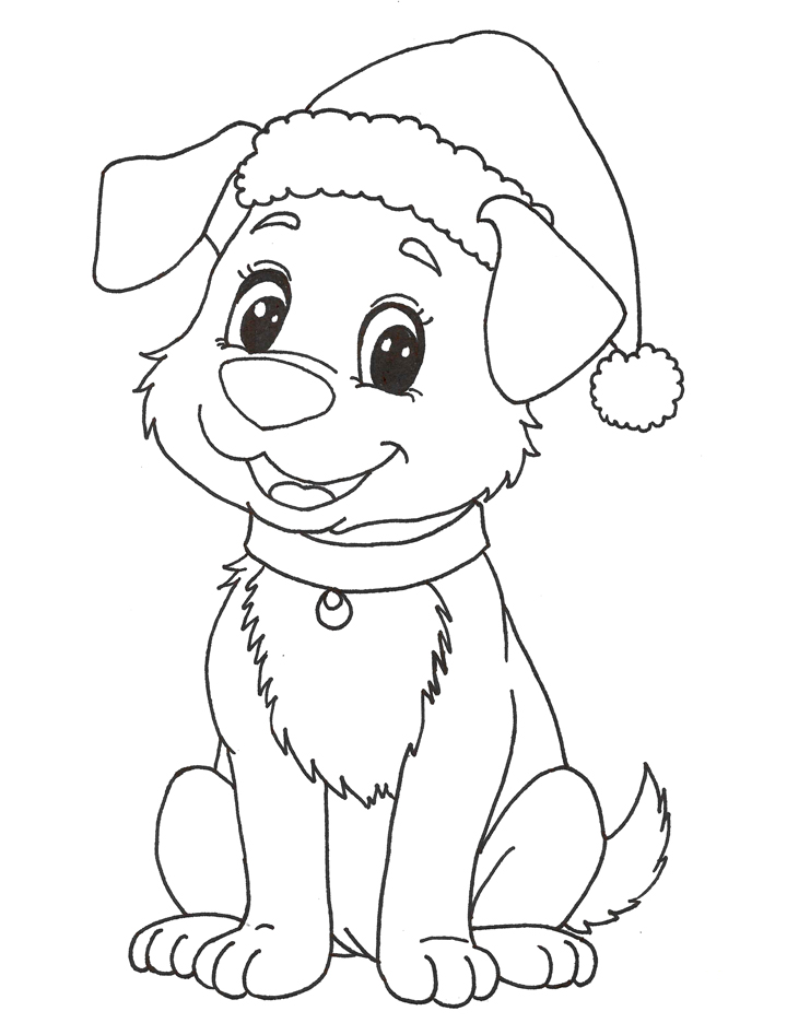 Christmas dog coloring page