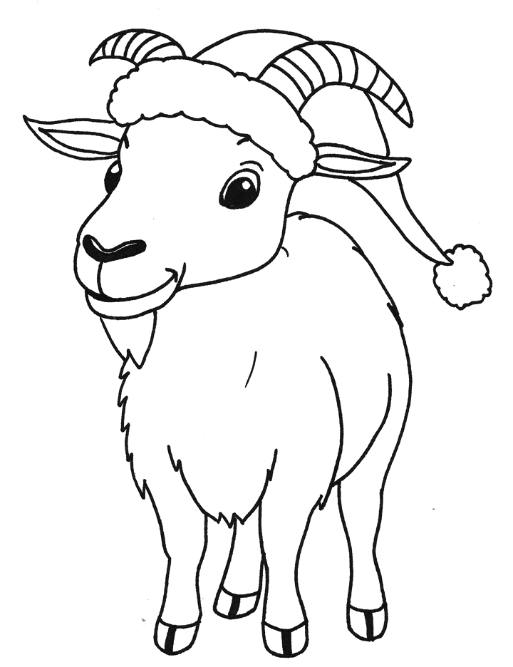 Christmas goat coloring page