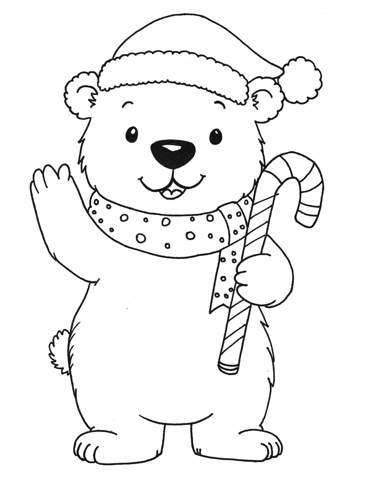 Christmas polar bear coloring page