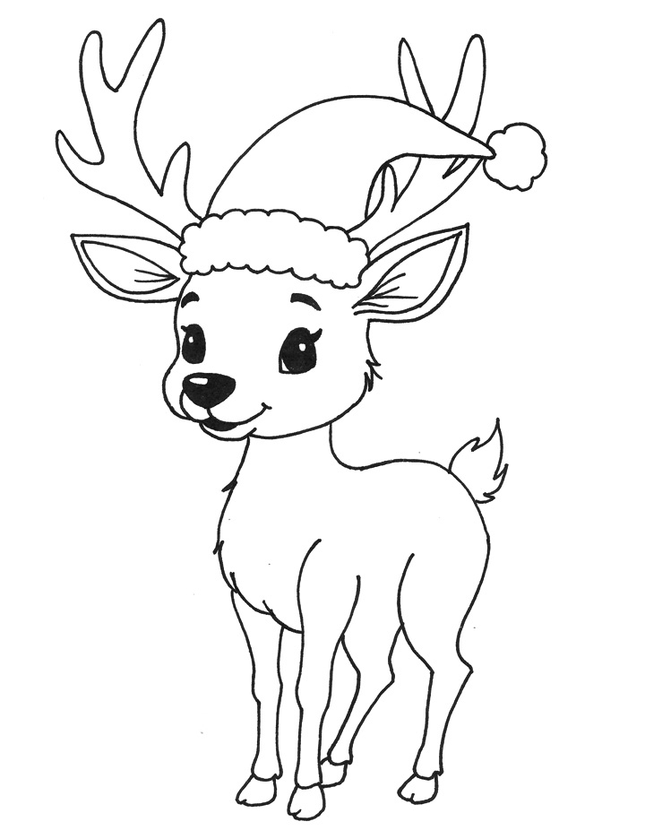 Christmas reindeer coloring page