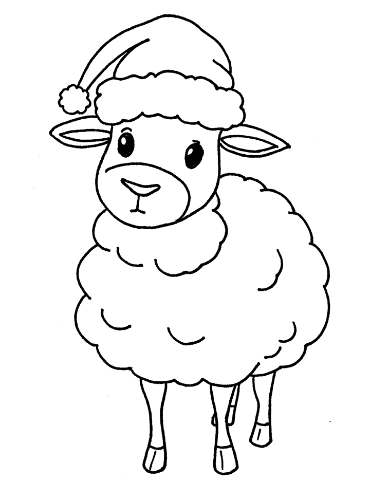 Christmas sheep coloring page