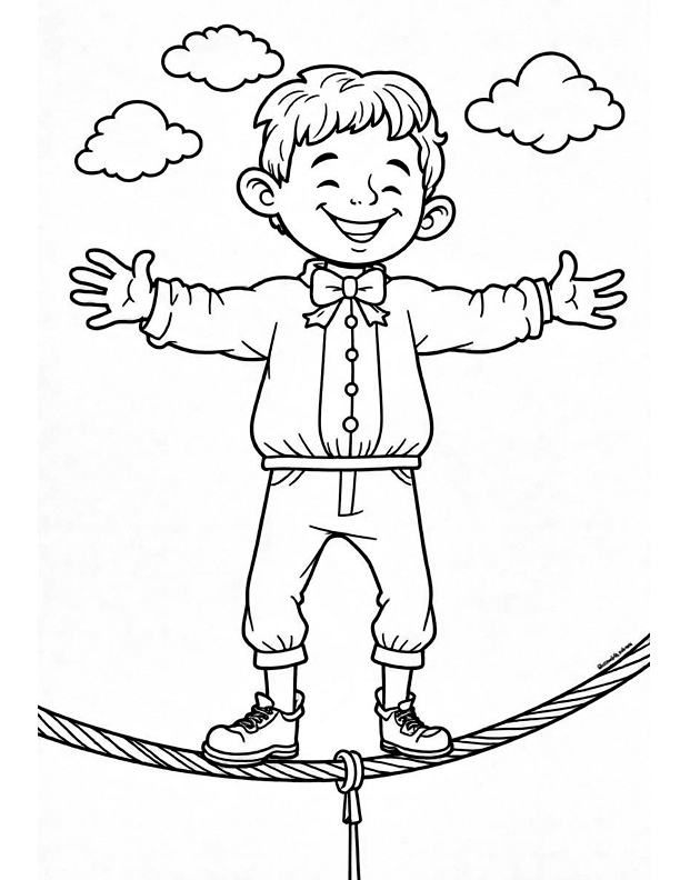 Circus tightrope walker coloring page