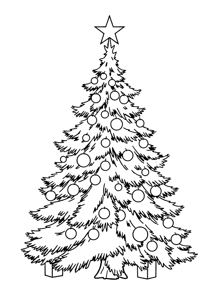 Classic Christmas tree coloring page