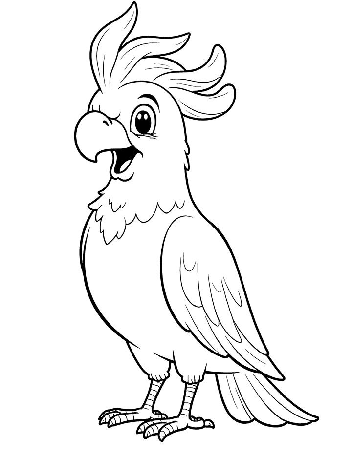 Cockatoo with a playful pose coloring page