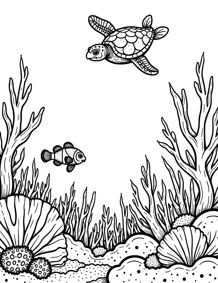 Coral reef coloring page