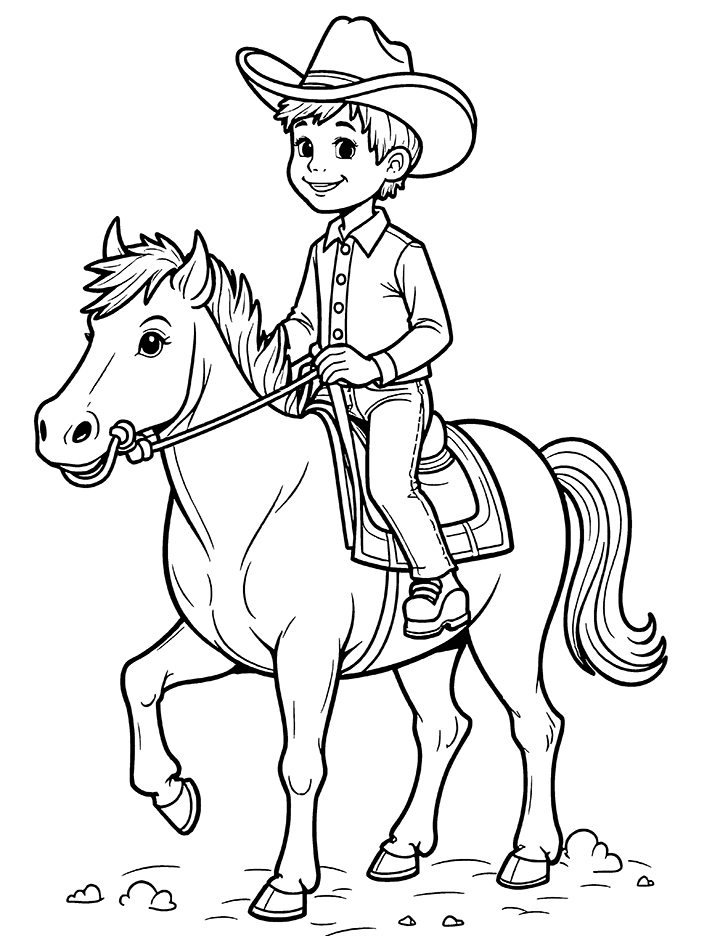 Cowboy at a rodeo coloring page