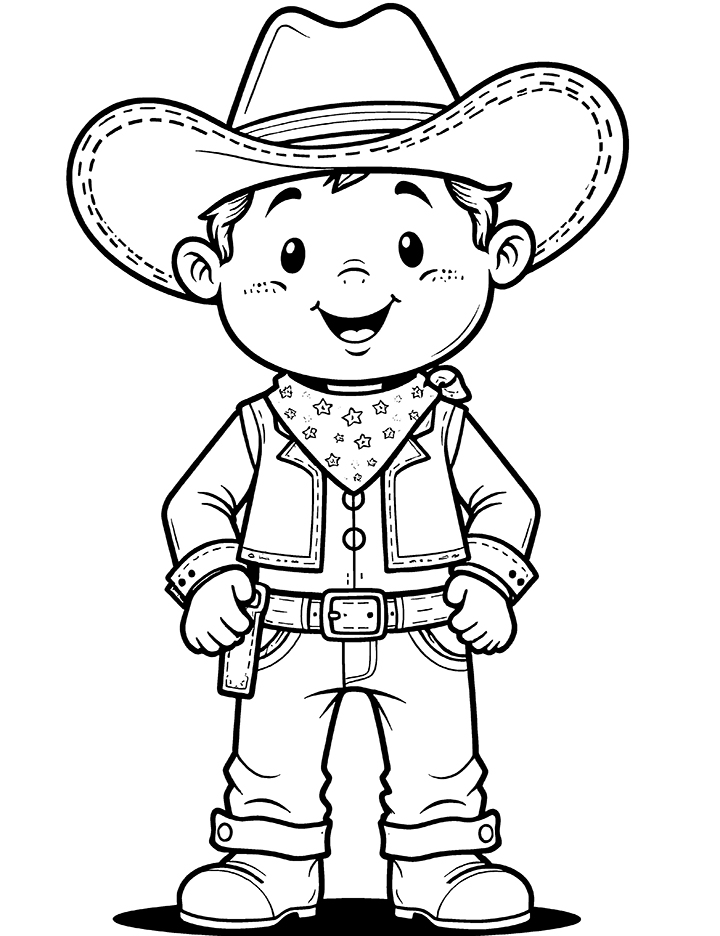 Cowboy with a bandana coloring page