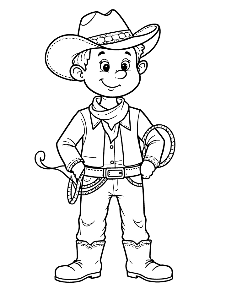 Cowboy with a lasso coloring page