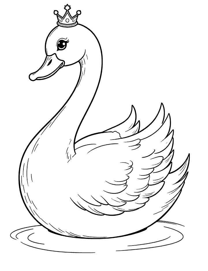 Crowned swan coloring page