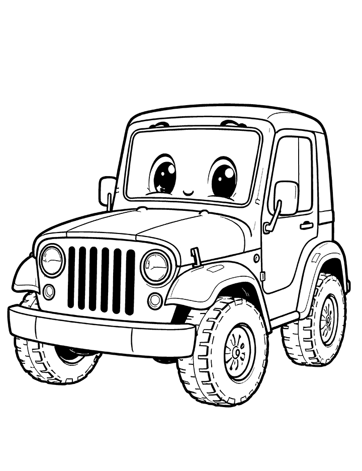 Cute jeep coloring page