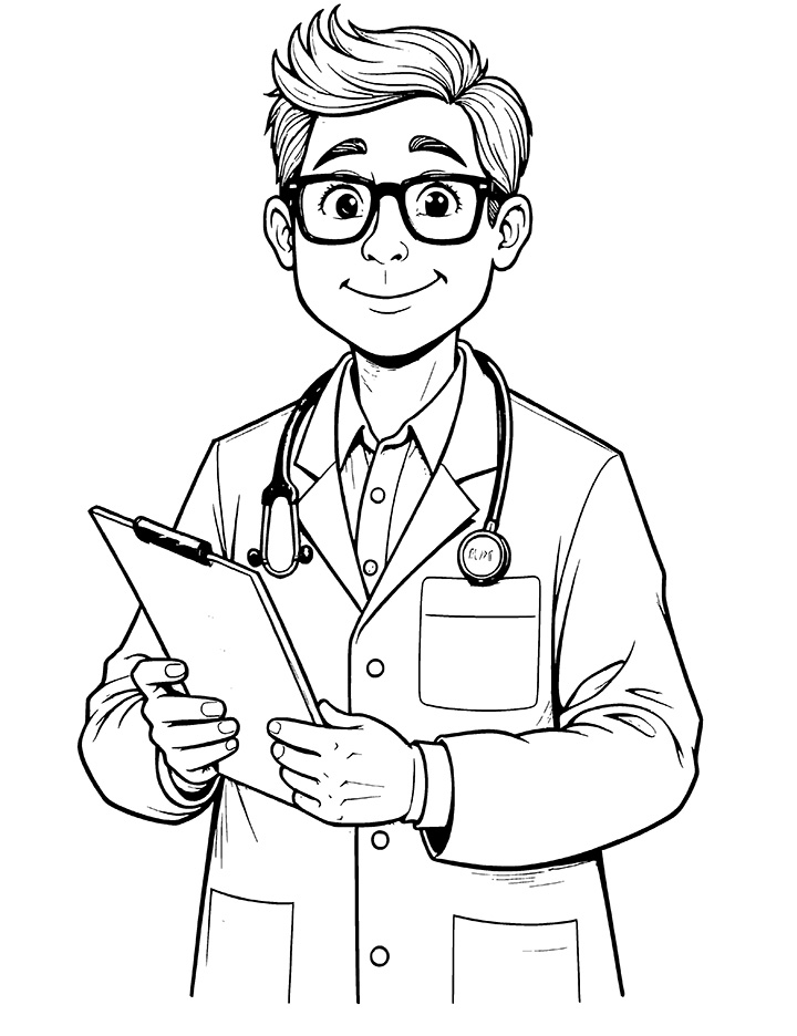 Doctor examine coloring page