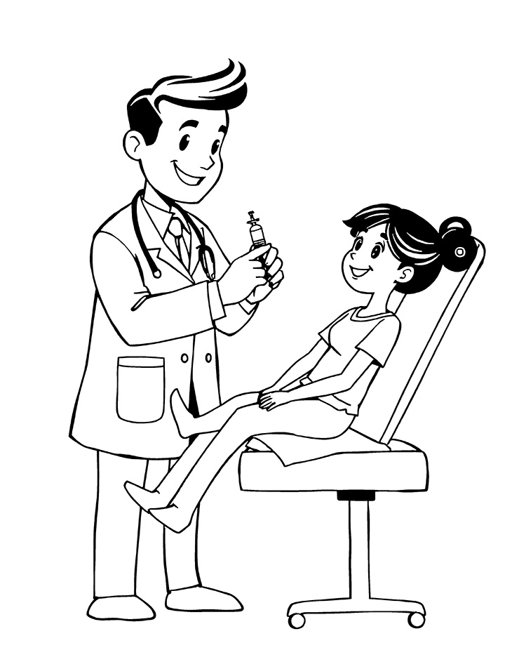 Doctor talking to Patient coloring page