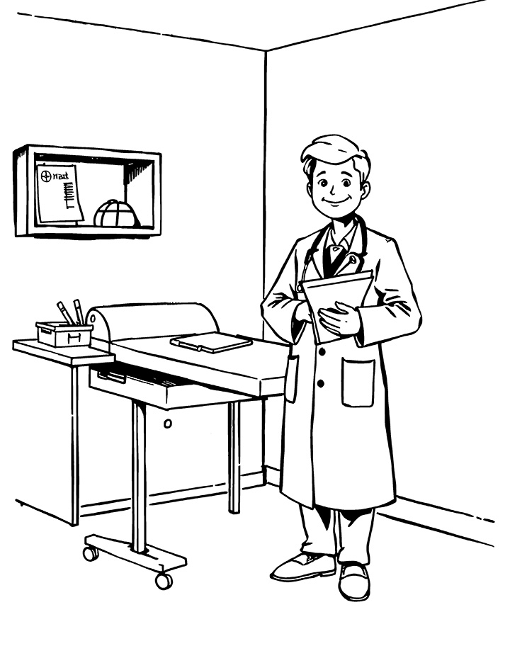 Doctors office coloring page 2