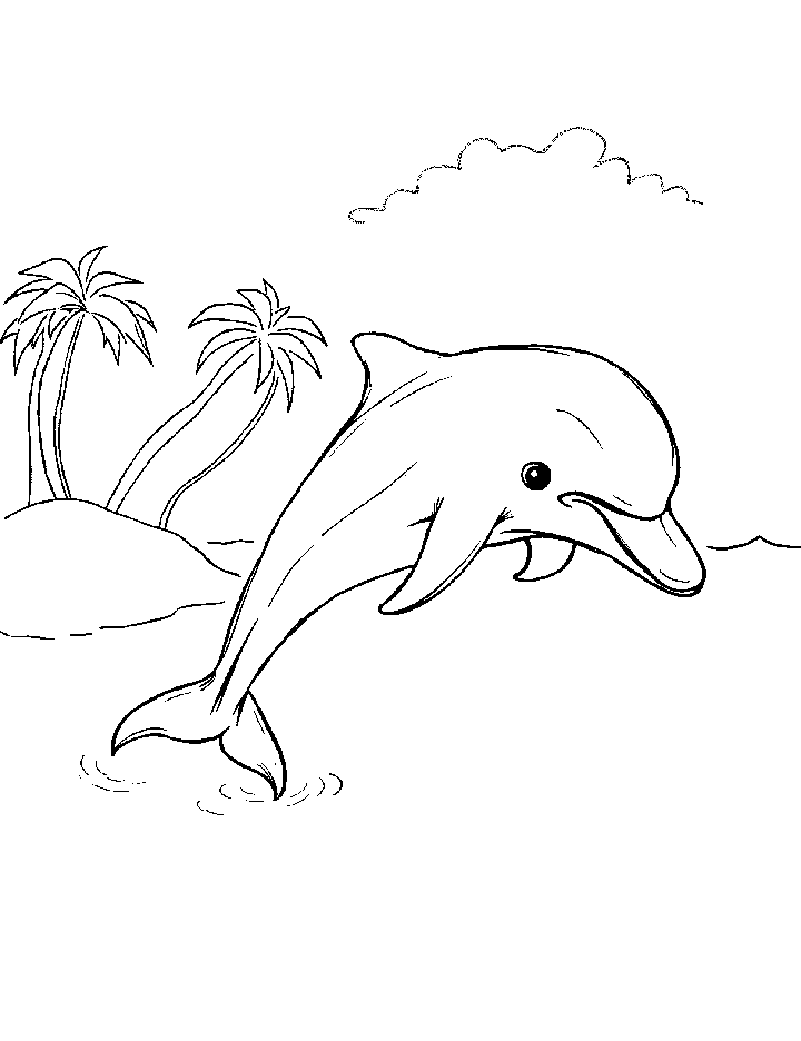 Dolphin jumping in the ocean coloring page