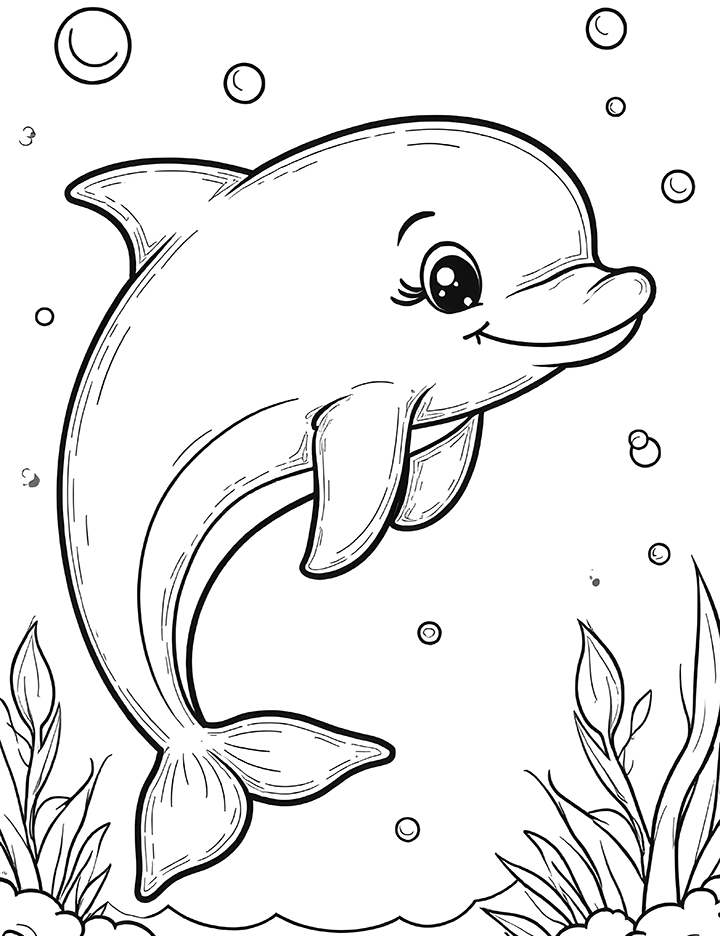 Dolphin jumping coloring page