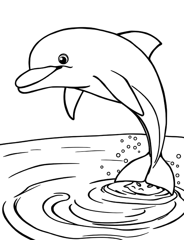 Dolphin with a smile coloring page