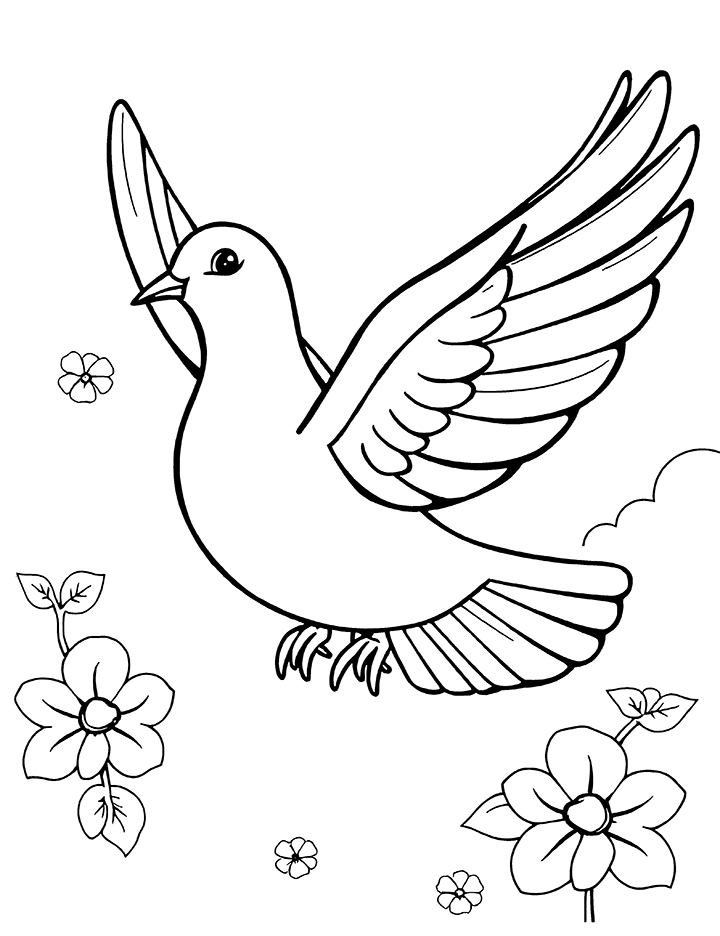 Dove flying coloring page