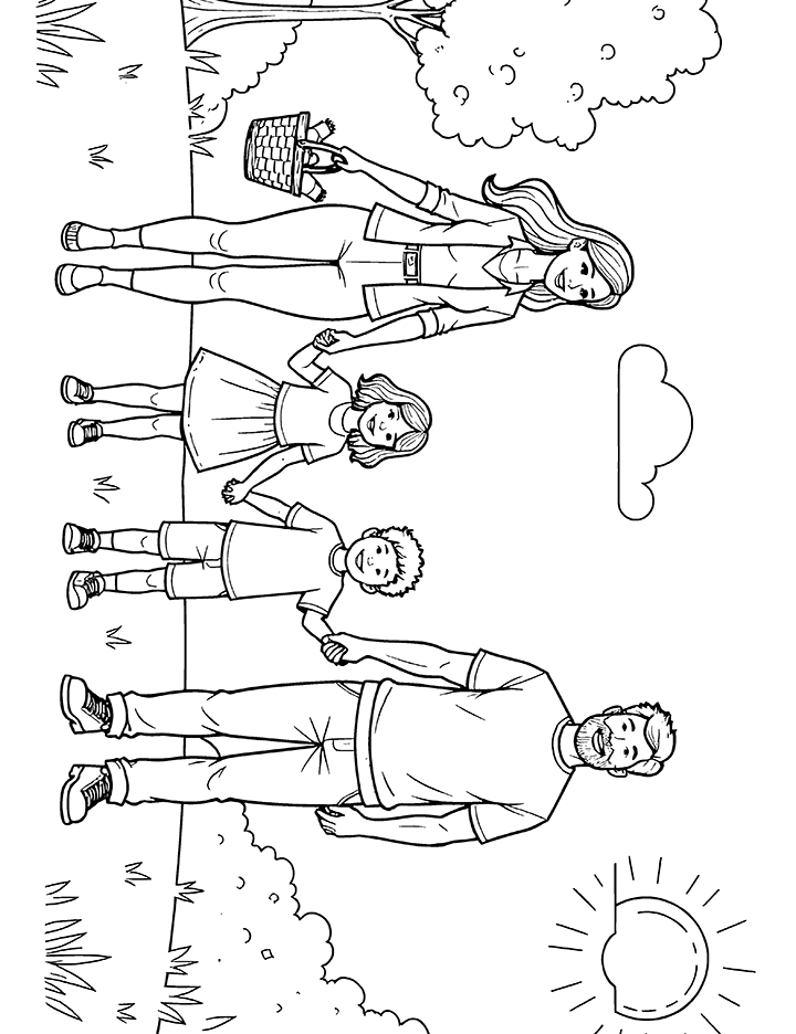 Family outings coloring page 2