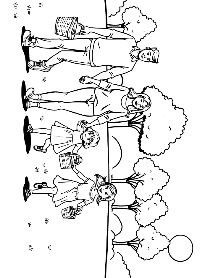 Family outings coloring page