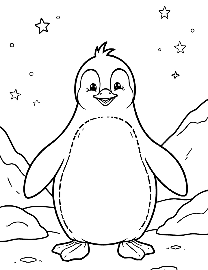 Fat penguin coloring page