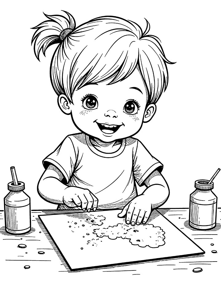 Finger painting coloring page 2