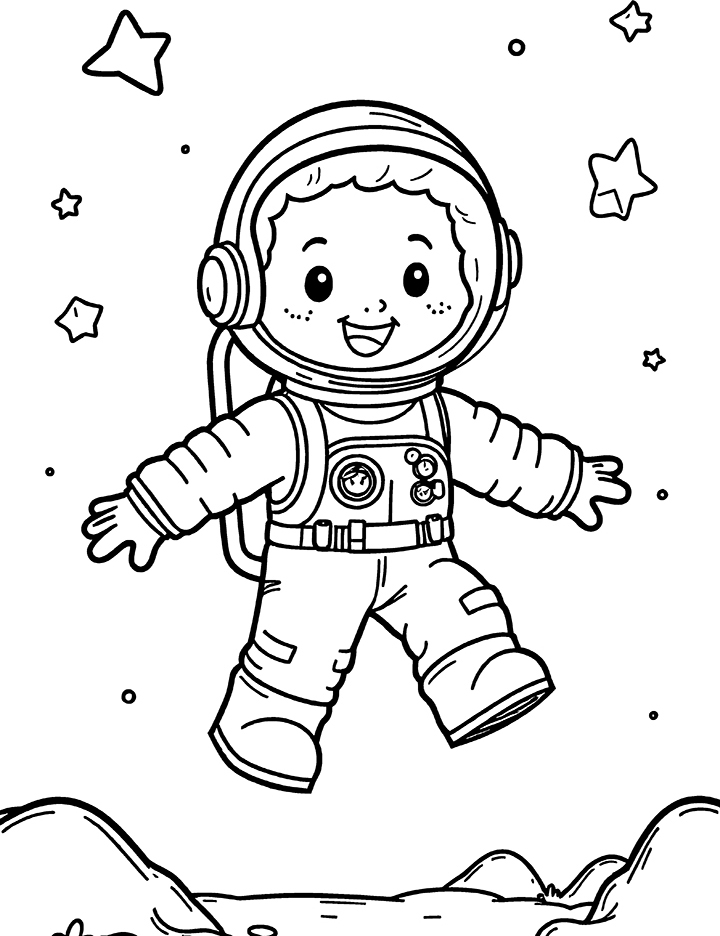 First man on the moon coloring page