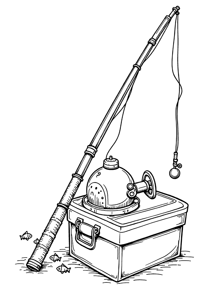 Fishing gear coloring page 3