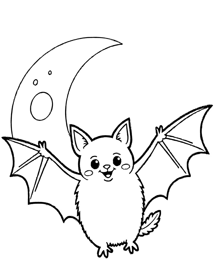 Flying bat coloring page