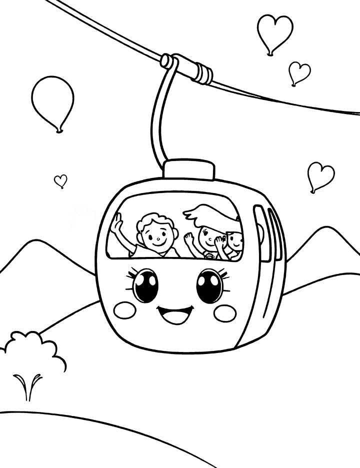 Fun cable car coloring page