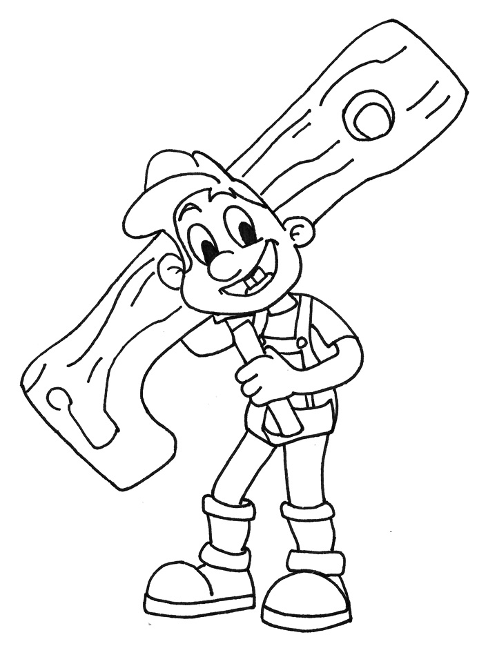 Funny carpenter coloring page