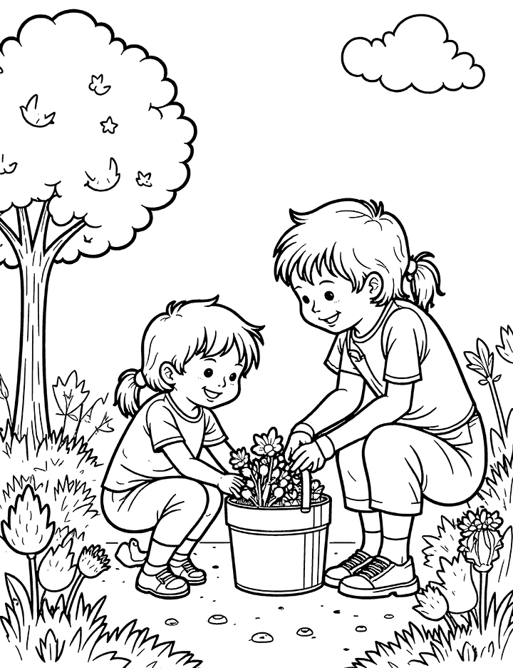 Gardening coloring page 2